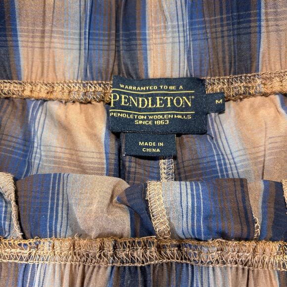 Pendleton Plaid Boxer Shorts Drawstring Waist Men's Size Medium Blue Brown - Picture 3 of 9